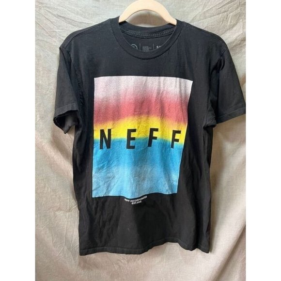 Neff Shirt Adult Medium Black Short‎ Sleeve Pullover Logo Tee Mens - Picture 1 of 8